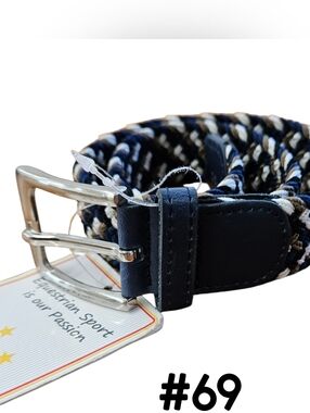 USG Women's Belt - Casual Stretch Belt Navy/Beige/White 70cm